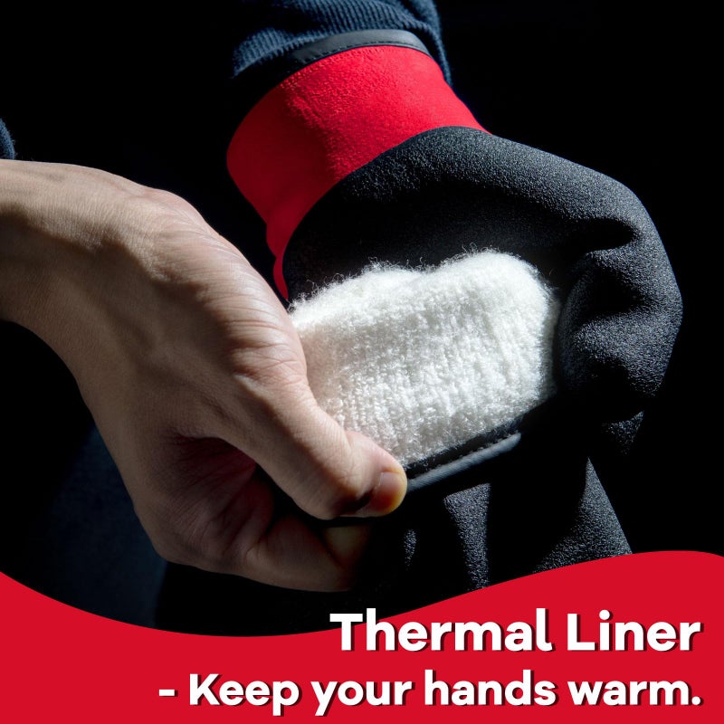 KAYGO Winter Waterproof Thermal Work Gloves for Men and Women, Full Hand Latex Coated, Acrylic Insulated Liner for Freezer Cold Weather, Fine Crinkle Grip,KG140W,Red, L - Image 3